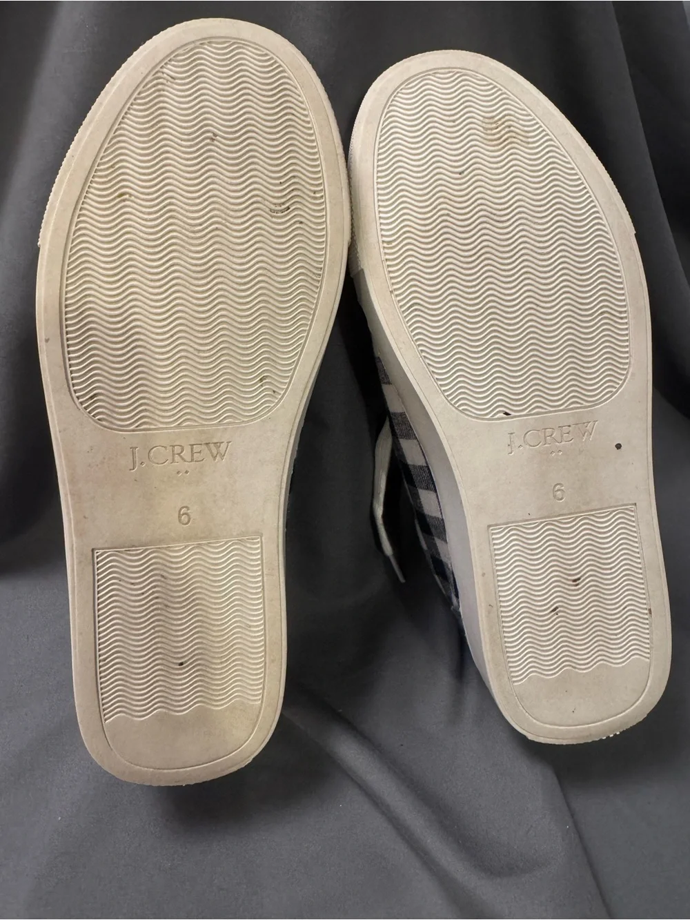 J. Crew Navy and White Gingham Lace-Up Canvas Sneakers-0023